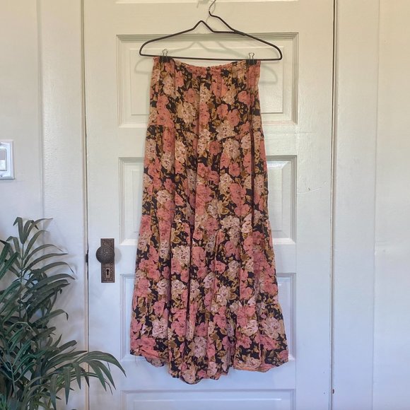 ELAN || PINK FLORAL MAXI SKIRT - Picture 1 of 3